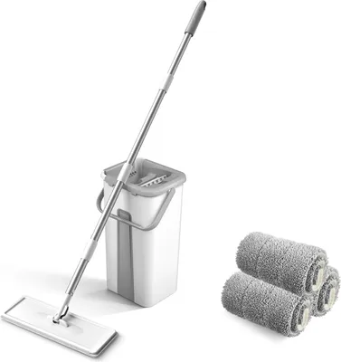 Produktbild von Mop z mikrovlákna s kbelíkem na čištění podlah Stiskněte ruku Bez mopu na podlahu Omyvatelné polštářky Opakovaně použitelný prachový mop s měkkými náplněmi Čistič dřevěných podlah Mop Suchý mokrý mop