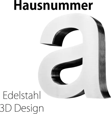 Produktbild von Edelstahl Hausnummer Buchstabe a Groß Gross Haus Zahlen Hausnummernschild Hausnummern Schild Gebürstet 3D Arial V2Aox