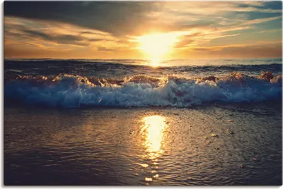 Produktbild von ARTland Leinwandbild Sonnenuntergang am Meer Größe: 90x60 cm