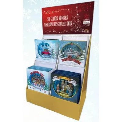 Produktbild von Weihnachtskarte Happy Stand up, Tunnelkarte, 28 x 18 cm, 4 Motive, sortiert