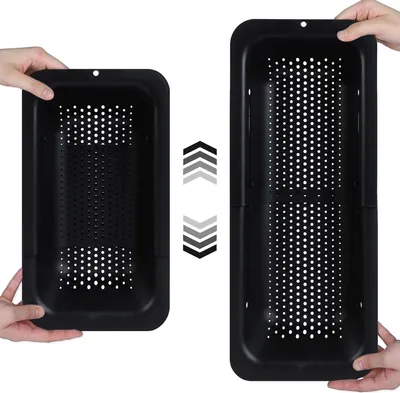 Image de Panier à tamis pour évier - extensible - noir - 1 pièce