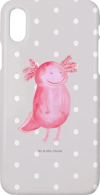 Produktbild von Mr. & Mrs. Panda Iphone 10 Handyhülle Axolotl Glücklich - Grau Pastell - Geschenk, Cover, Schwanzlurch, Lurch, gut Gelaunt, Handy Case, Motivation, Lebensfroh, Axolot, X