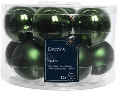 Obrázok produktu pre Sada 12 zelených sklenených ozdôb na vianočný stromček 5 cm