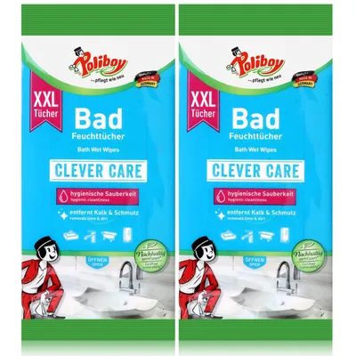 Produktbild von Poliboy Bad Feuchttücher 24 Tücher - Gegen Kalk & Schmutz (2er Pack)