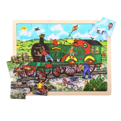 Zdjęcie produktu dla Drewniany pociąg Bigjigs Toys 24 elementy