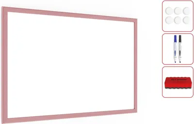 Immagine prodotto di Lavagna Magnetica Cancellabile a Secco Bianca con Cornice Rosa in Legno 60x40 cm