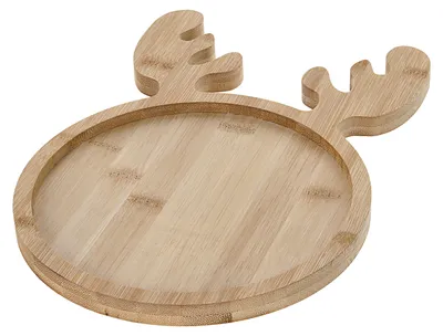 Produktbild von Dekotablett Rentier 20x28cm Bambus naturfarben Motivtablett Tablett Servierplatte Holztablett Weihnachtsdeko Rentierkopf