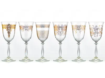 Produktbild von Rotweingläser Weinglas Royal verschiedenen Ornamenten Gold 350 ml 6er Set Bohemia Crystalex Kristallglas