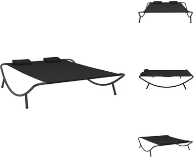 Image de vidaXL Bain de soleil de jardin tissu noir - lits de jardin