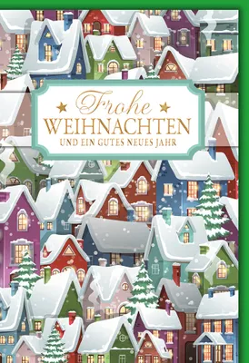 Produktbild von Weihnachten Häuser farbenfroh Glückwunschkarte mit Umschlag