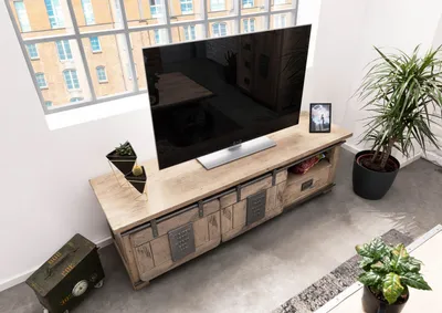Produktbild von MASSIVMOEBEL24 TV-Board Mango 160x45x50 whitewash lackiert RAILWAY #301