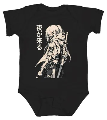 Image de Body noir, style manga cyberpunk, avec des éléments de technologie, inspiré des ninjas japonais, dans un style Y2K, avec des motifs de mechas. Tailles disponibles : 6/12
