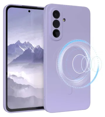 Produktbild von EAZY CASE - Silikonhülle magnetisch für Samsung Galaxy A36, Hülle Silikon, weich stoßfeste Magnet Handyhülle, Schutzhülle mit Kameraschutz, TPU Bumper in Lila