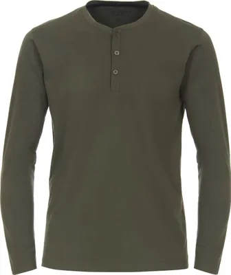 Produktbild von REDMOND Casual Henley Shirt Langarm Knopfleiste Regular Fit Baumwolle Jersey uni Grün Größe XL