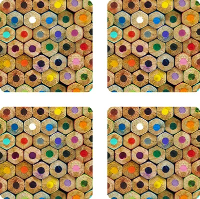 Produktbild von Bertoni sada 4 štvorcových podtáckov - Odolné, praktické a štýlové plstené podtácky 12x12 cm s HD potlačou. CRAYONS