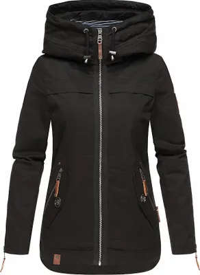 Produktbild von Navahoo Damen Jacke Frühling Herbst Übergangsjacke Print Parka Mantel Kapuze Wekoo Schwarz Gr: 36 - S