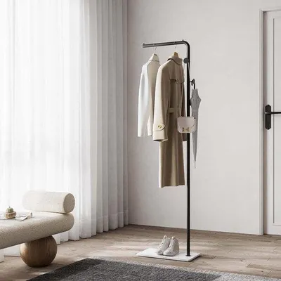 Produktbild von Famanu Kleiderständer Freistehend Metall - 170 cm für Kleidung, Hüte, Taschen, Schwarz