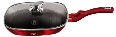 Produktbild von Berlinger Haus Burgundy Metallic LINE Grill BH-1613 Bratpfanne, Aluminium, Induktionsherd-geeignet, Antihaftbeschichtung, inkl. Deckel