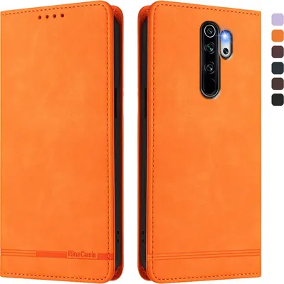 Produktbild von Hülle für Xiaomi Redmi Note 8 Pro, Retro Kunstleder Ständer Klapphülle mit Kartenfächer und Magnetische Orange