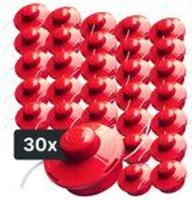 Produktbild von NEMAXX® FS2 Tap & Go Fadenkopf Tippautomatik Doppelfaden 30er-Set – Motorsense/Freischneider – M10x1,25 Linksgewinde, 2 mm, Schnittkreis 380 mm – Rot