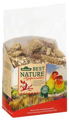 Produktbild von Dehner Best Nature Agapornidenfutter, Vogelfutter für Papageien, hochwertig mit Kolbenstücken, 2.5 kg