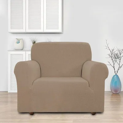 Produktbild von Elastische Sofabezüge, dehnbare Sofahüllen, Bezüge für 1-Sitzer Sofas / Sofas / Sessel (Creme, 85 - 115 cm)