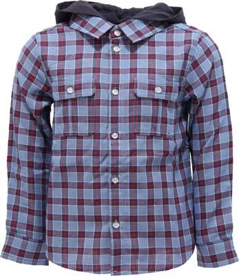 Zdjęcie produktu dla 9633Z camicia bimbo chłopięca koszula EMPORIO ARMANI odpinany kaptur jasnoniebieski/niebieski
