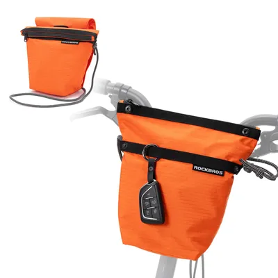 Produktbild von ROCKBROS Lenkertasche Faltrad Fahrradtasche Reißfest Ultraleicht Fahrradlenkertasche mit Schultergurt für Brompton Pendler City 2,5-3 L Orange