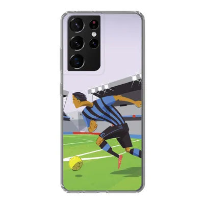 Produktbild von MuchoWow® Handyhülle Schutzhülle Hülle für Samsung Galaxy S21 Ultra Eine Illustration von Spielern, die in einem Stadion Fußball spielen - Junge - Mädchen - Kinder Silikon Softcase Handy Hülle - Mobiltelefon
