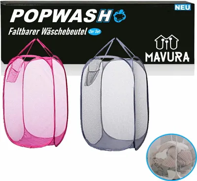 Obrázok produktu pre POPWASH Skladací kôš na bielizeň Pop Up Sieťová vaňa na bielizeň Skladací box na bielizeň