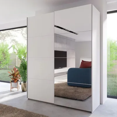 Immagine prodotto di Armadio Elio 2 ante scorrevoli bianco con anta a specchio 170x61x210.5H