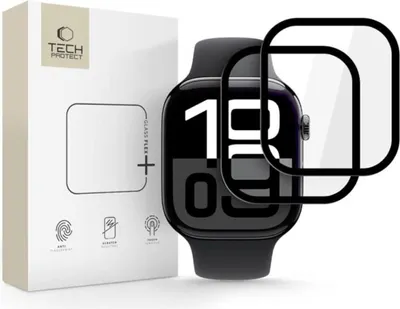 A product shot of a smartwatch screen protector packaging and the product itself.