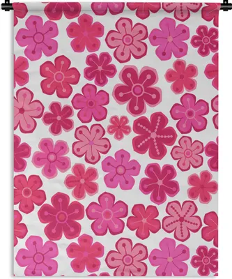 Produktbild von MuchoWow® Wandteppich Wandbehang Blumen - Rosa - Muster 60x80 cm Tapisserie Dekoration Wandtuch - Decke - Wandtücher - Wohne