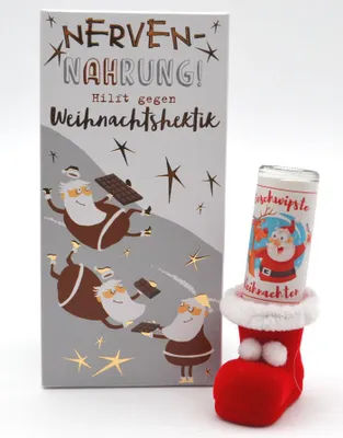Produktbild von Geschenk-Set Schokolade mit Nicolausstiefel Beschwipste Weihnachten