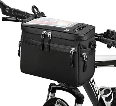 Productafbeelding van Zwarte fietstas - Fietsaccessoirehouder - Fietstas - Schoudertas - Rugzakhoes - Accessoirezak voor fiets