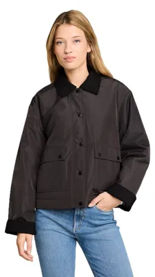 Produktbild von TOM TAILOR Damen Denim Jacke wasserabweisend atmungsaktiv mit Cord-Details