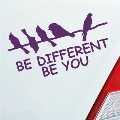 Produktbild von Auto Aufkleber Be different be you Schräger Vogel Birds 19x10 cm Lila Sticker Heckscheibenaufkleber