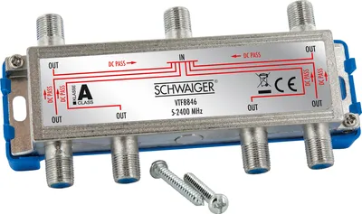 Obrázek produktu pro Schwaiger VTF8846 241, Rozbočovač, 75 ohm, 5 - 2400 MHz, Nerezová ocel, Hliník, Plast, 1 kusů