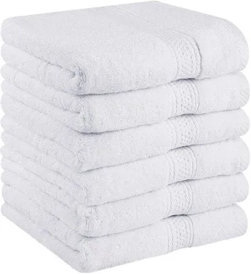 Produktbild von Unyqoos® 6er Handtuch-Set 50 x 100 cm – weiche, saugfähige Baumwolle mit Aufhängeschlaufe, ideal für Haushalt, Sport & Schwimmbad