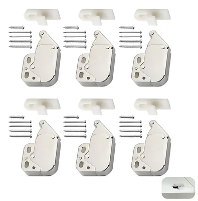 Produktbild von 6 federbelastete Mini-Riegel, Schraubtürschlösser, Federriegel, Möbelschlösser, Mini-Federschlösser, Druckriegel für Küchenschränke, Kleiderschränke und Fenster