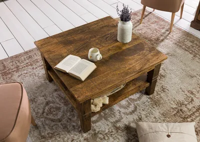 Produktbild von MASSIVMOEBEL24 Couchtisch Mango 85x85x45 dunkelbraun geölt RODEZ #122