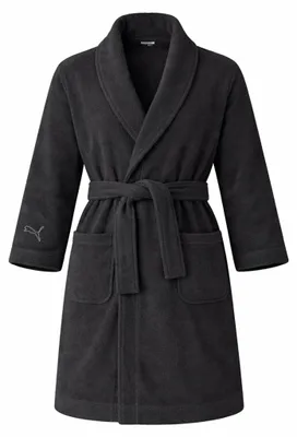 Produktbild von Puma Uni Bademantel Morgenmantel Damen Herren Frottee 100% Baumwolle, Farbe:Grey, Bekleidungsgröße:S/M
