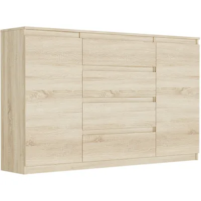 Produktbild von Framire Kommode mit Schubladen und Schränken 160 x 40 x 98 cm, Modell MODERN R160S4, Sonoma Eiche