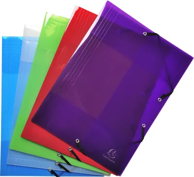 Produktbild von Exacompta 25x Sammelmappe +3 Klappen Gummizug PP 500µ A4 sortiert 56701E