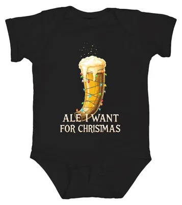 Produktbild von Ale I Want For Christmas Wikinger Trinkhorn Bier Geschenk lustig Baby Body, Schwarz, 0/3