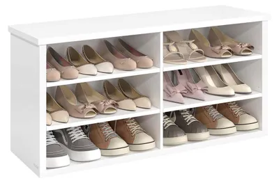 Produktbild von Schuhbank mit Stauraum – weiß – verstellbare Einlegeböden – 29,5 x 100 x 50 cm