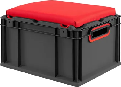 Produktbild von Eurobox NextGen Seat Box Rot | HxBxT 26,5x30x40cm | 20 Liter | Griffe offen | Schwarz | Eurobehälter, Sitzbox, Transportbox, Transportbehälter, Stapelbehälter