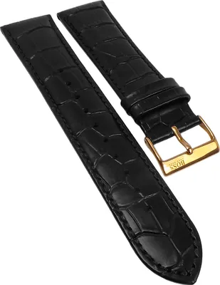 Produktbild von Hugo Boss | Uhrenarmband 22mm Leder schwarz Krokoprägung Naht | 1513179