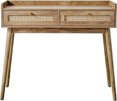 Produktbild von CALICOSY -  Konsole 2 Schubladen mit Rattanfronten und Holzbeinen L100 cm - PALMO