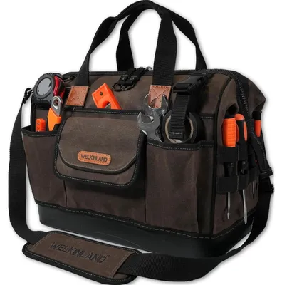 Produktbild von Werkzeugtasche aus gewachstem Segeltuch mit 45 Fächern, 40,6 cm, robust, mit hartem Boden